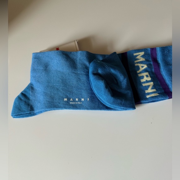 MARNI Blue Jacquard Socks Size Large, 44-45 IT NWT - Picture 3 of 4